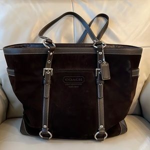 Dark chocolate suede & leather tote